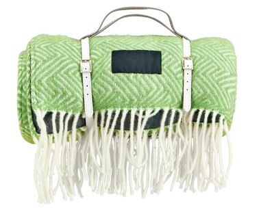 TKmaxx-OUTDOOR LIVING MAIN GREEN H'BONE WOOL PICNINC BLANKET 89.99 ALT